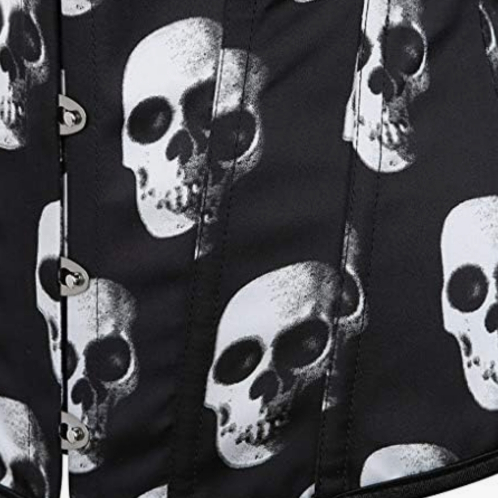 Gothic Black Skull Print Corset Bustier Shapewear.  Size 6XL. - Picture 4 of 8